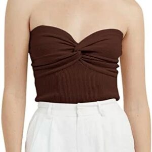 ❤️ SHEIN | Brown Twist-Front Crop Top